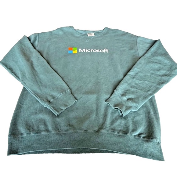 VTG MICROSOFT Computer Intern 90s/Y2K Crewneck Sweatshirt; Green; Men's Size M - Picture 1 of 8